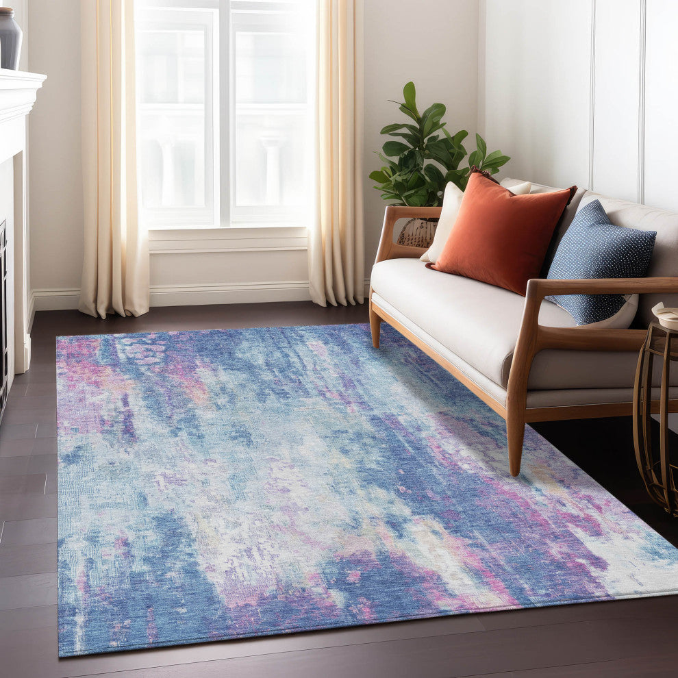 Machine Washable Indoor/Outdoor Chantille ACN1640 Blue 9' x 12' Rug