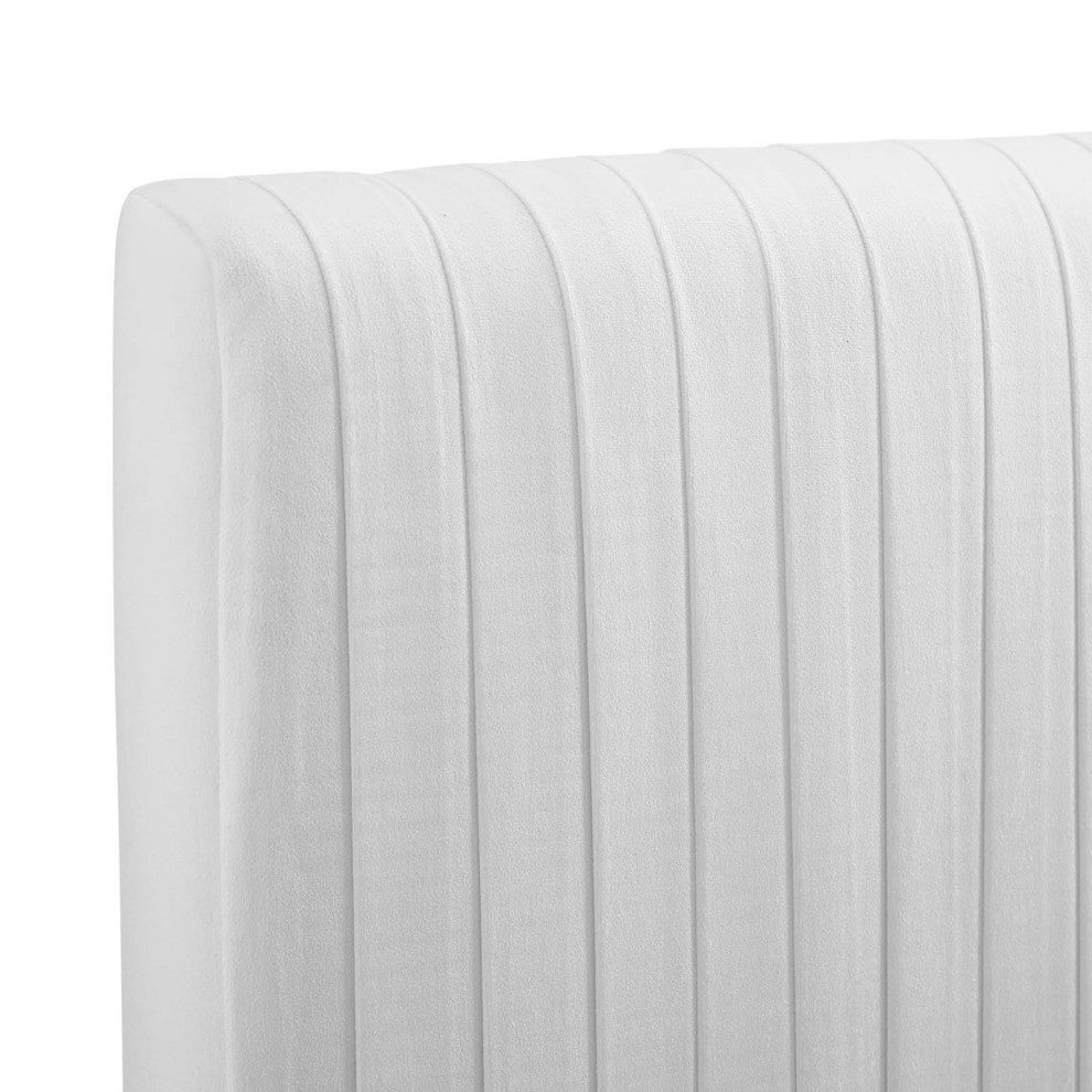 Eloise Channel Tufted Performance Velvet Twin Headboard-White