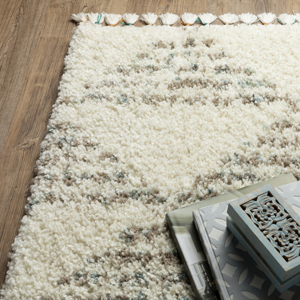Aurora Geometric Ivory/Multi Indoor Area Rug, Ivory, 6'7" x 9'6"