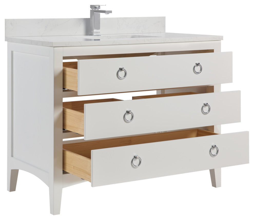 Legion Furniture WS2518 Series Bathroom Sink Vanity, White, 42", Artificial Stone Top, Single Sink