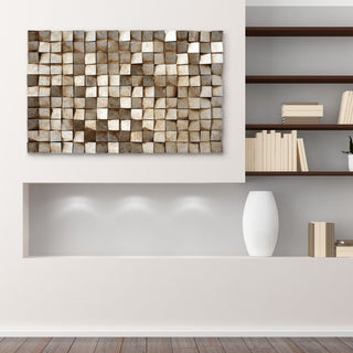 "Textured 1" Handed Painted Rugged Blocks with Gold Leaf Dimensional Wall Art