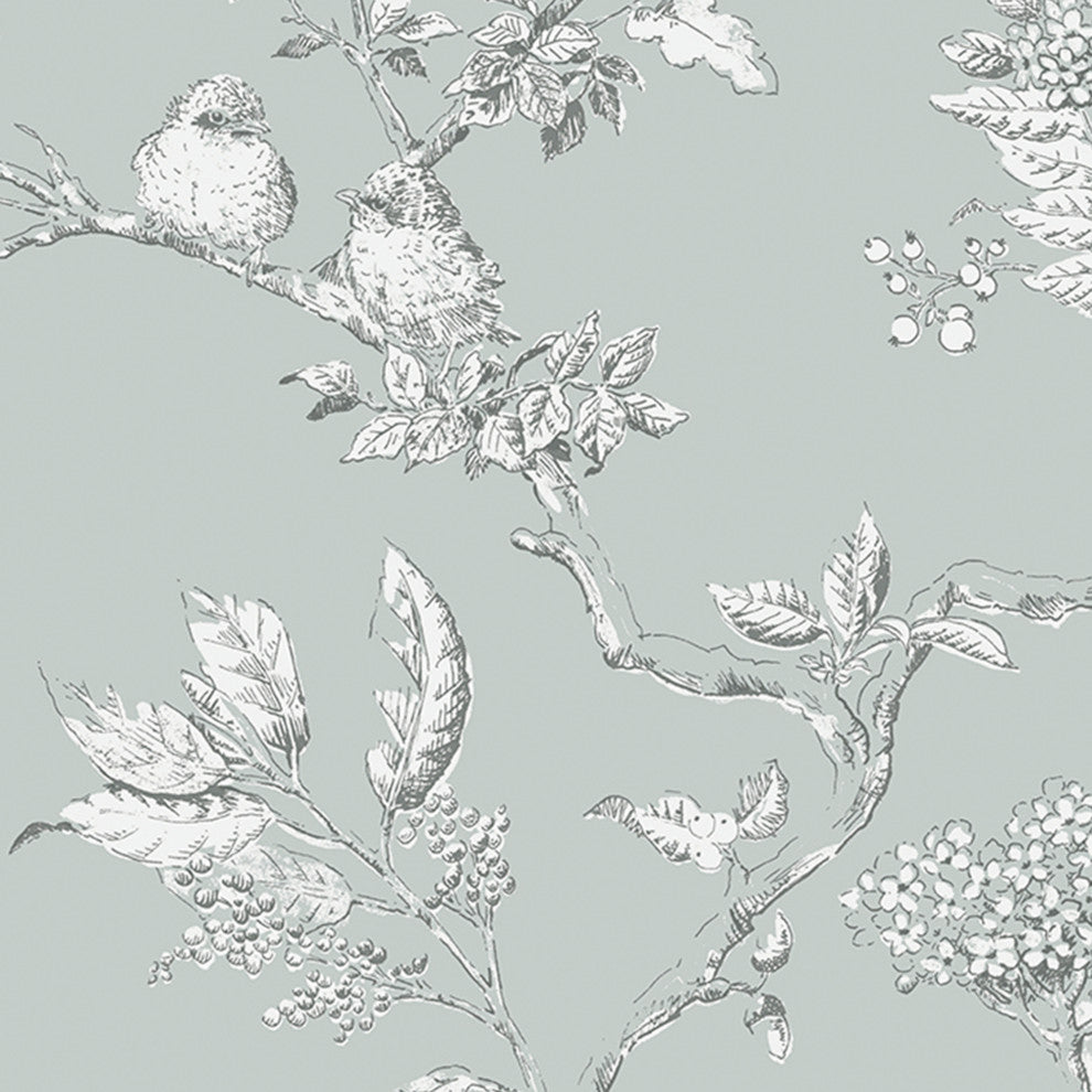 Laura Ashley Elderwood Wallpaper, Duck Egg