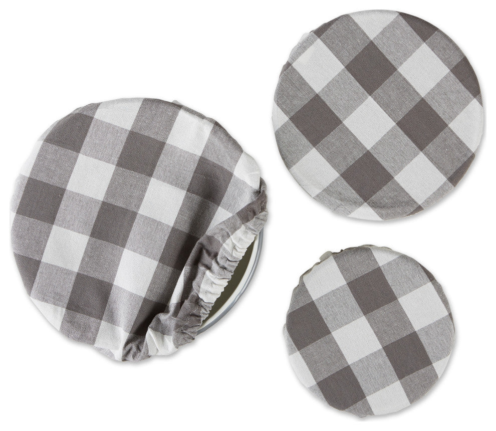 DII Asst Gray Buffalo Check Woven Dish Cover (Set of 3)