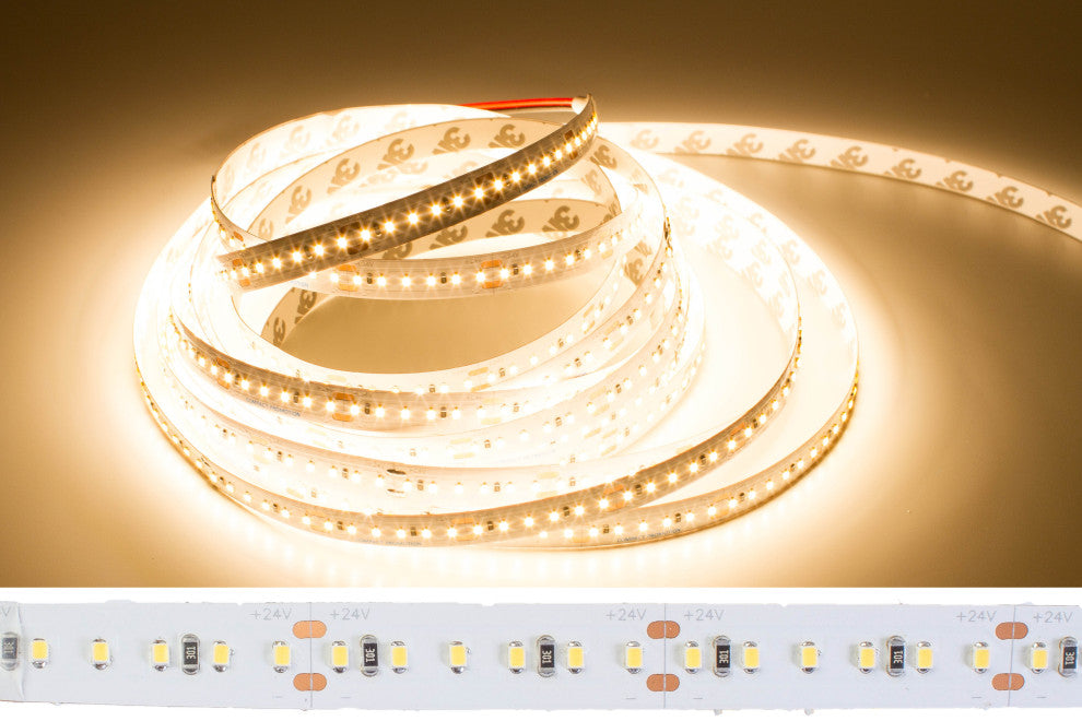 24V 2216 Series 3000K Cri90 Warm White LED Strip Light With Power Supply