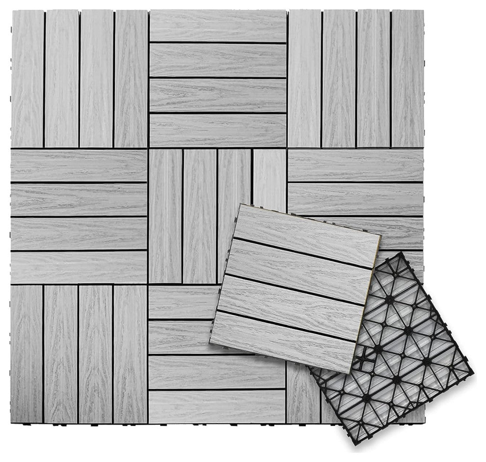 1'x1' Quick Deck Outdoor Composite Deck Tile, Icelandic Smoke White