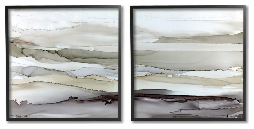 Abstract Watercolor Wave Interpretation Grey Brown Fluid Movement,17 x 17