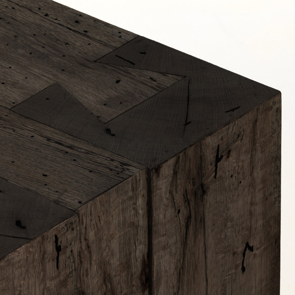 Abaso Console Table Ebony Rustic Wormwood Oak