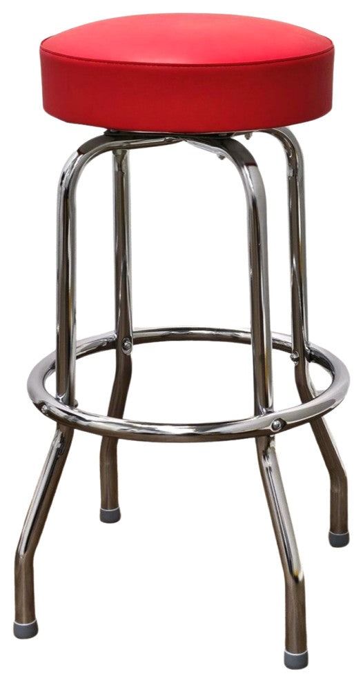 Retro Home Single Ring 30" Swivel Bar Stool, Red