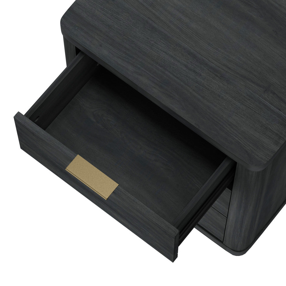 Manhattan Comfort Evelyn Nightstand, Charcoal Gray, Single