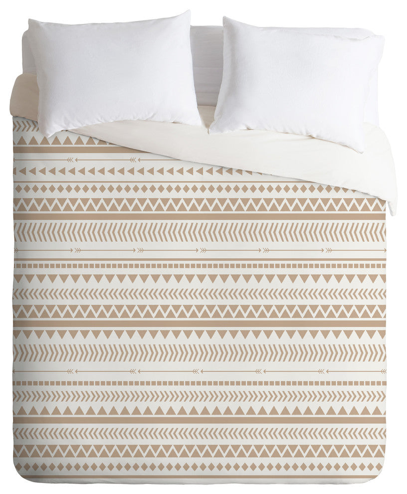 Allyson Johnson Tan Aztec Duvet Cover Set, Queen