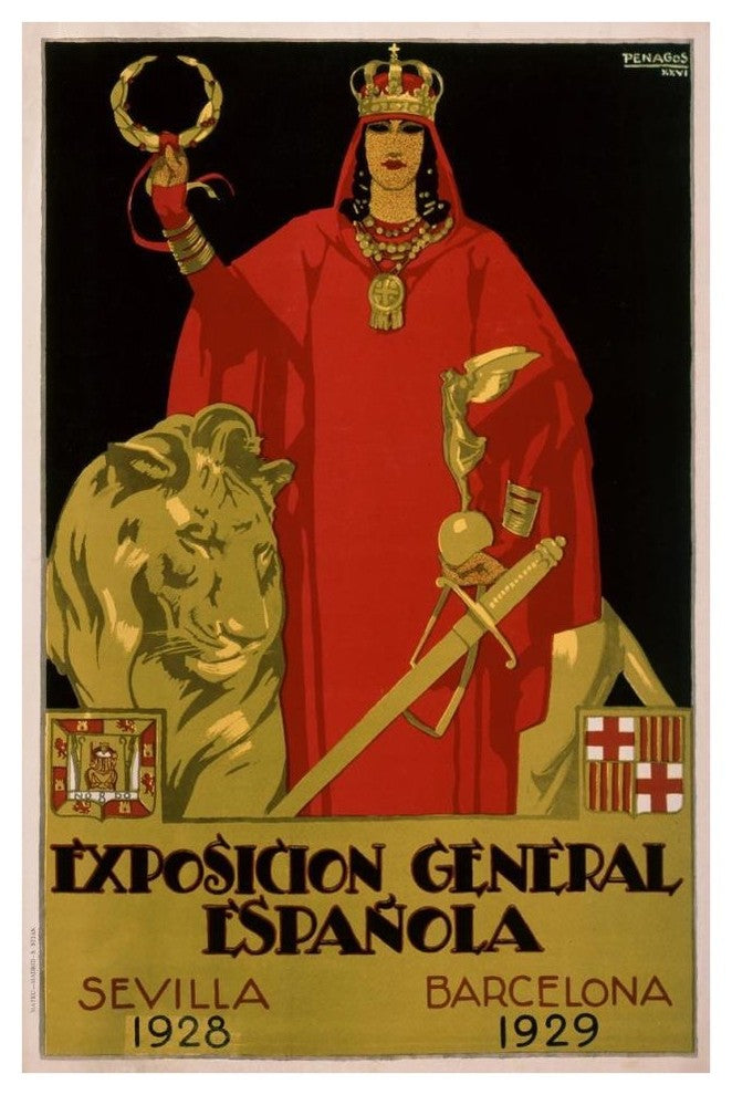 "Exposicion General EpaÃ±ola" Print by Francisco Hohenleiter De Castro, 28"x42"