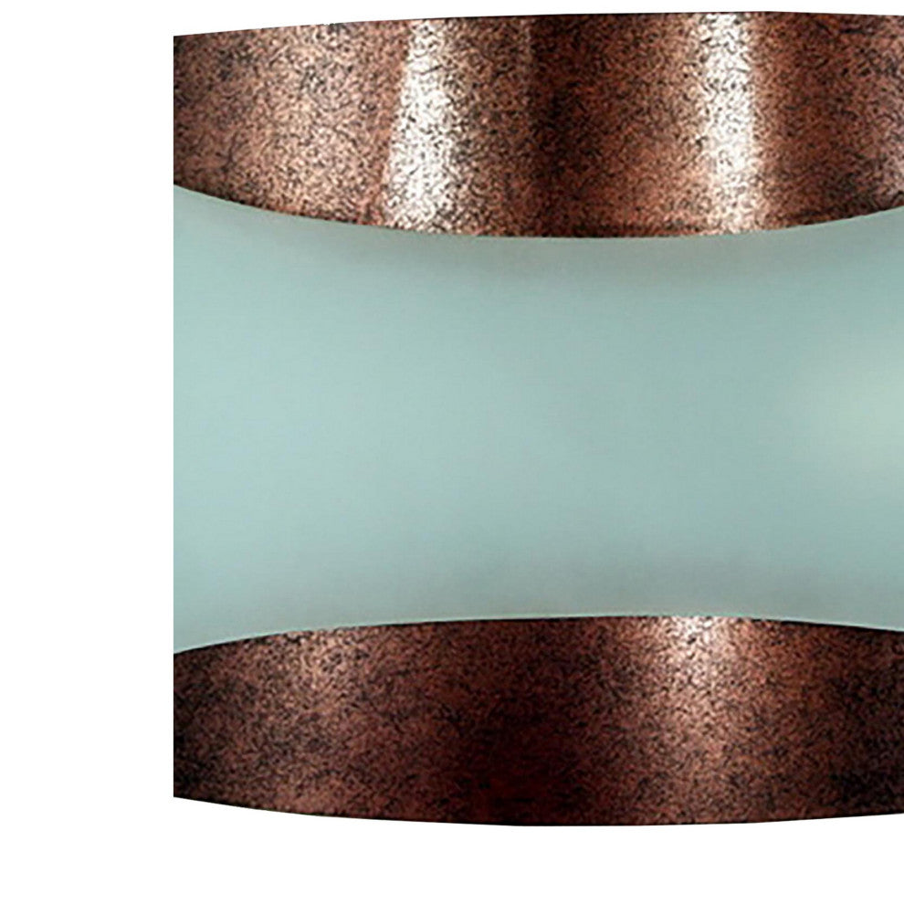 Benzara BM220702 13W Wall Lamp, Metal & Hardwired Switch, Rustic Brown/White