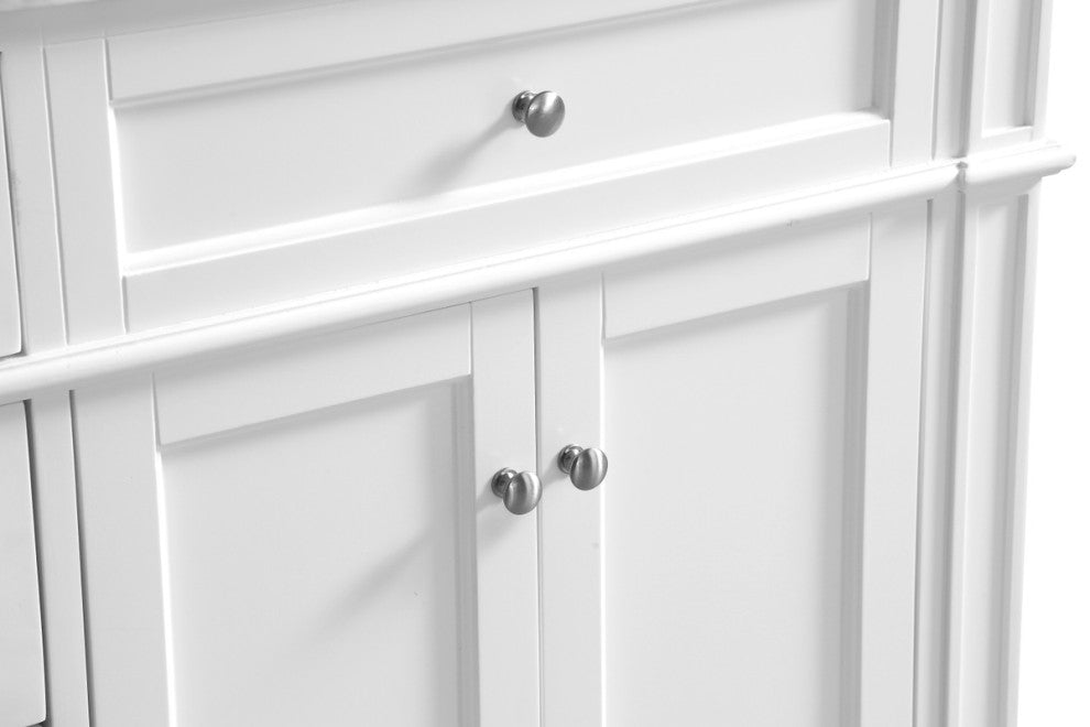 Home Living Vanity with Carrara White Marble Countertop, White, 60", Double Sink