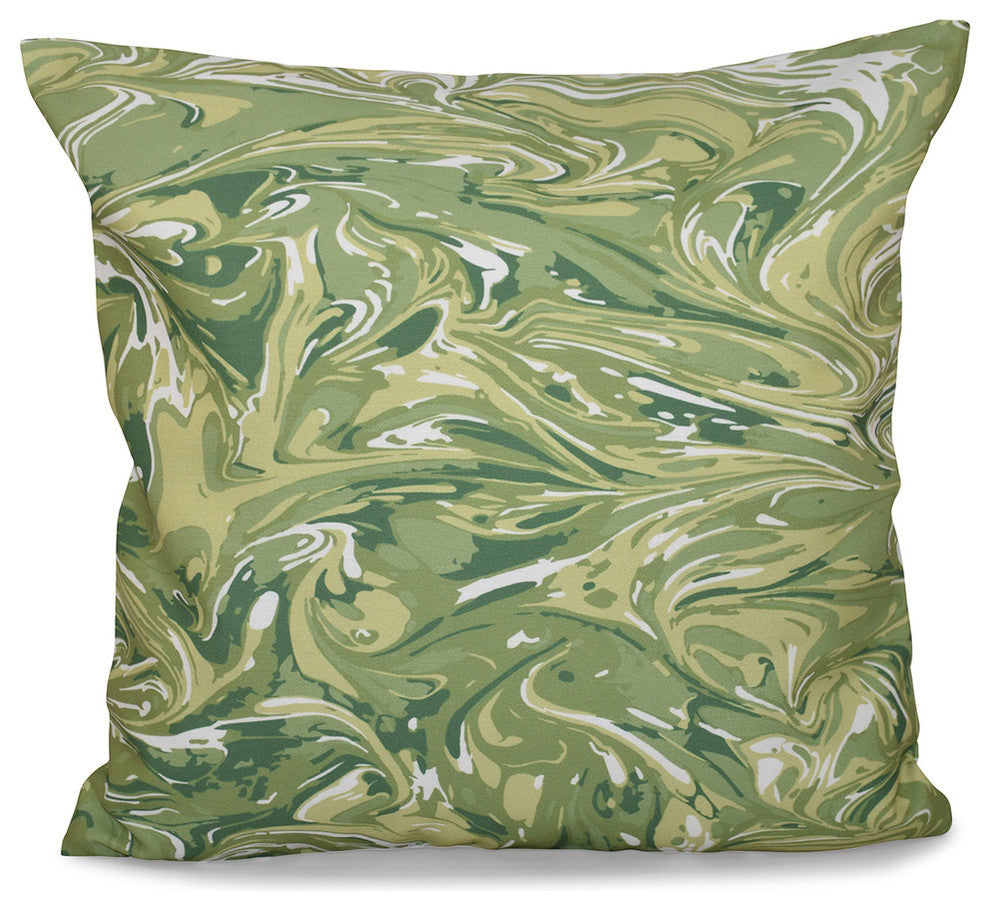 M?lange, Geometric Outdoor Pillow, Green, 20"x20"