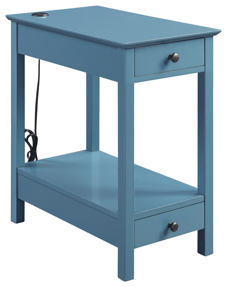 Byzad Side Table With USB Charging Dock, Teal