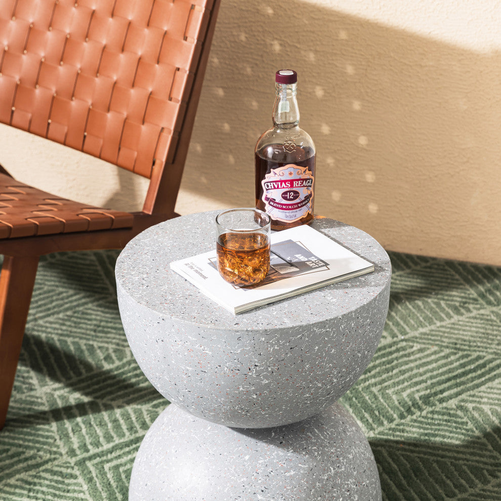 17.75'' Multi-Functional Mgo Sand Terrazzo Garden Stool, Gray