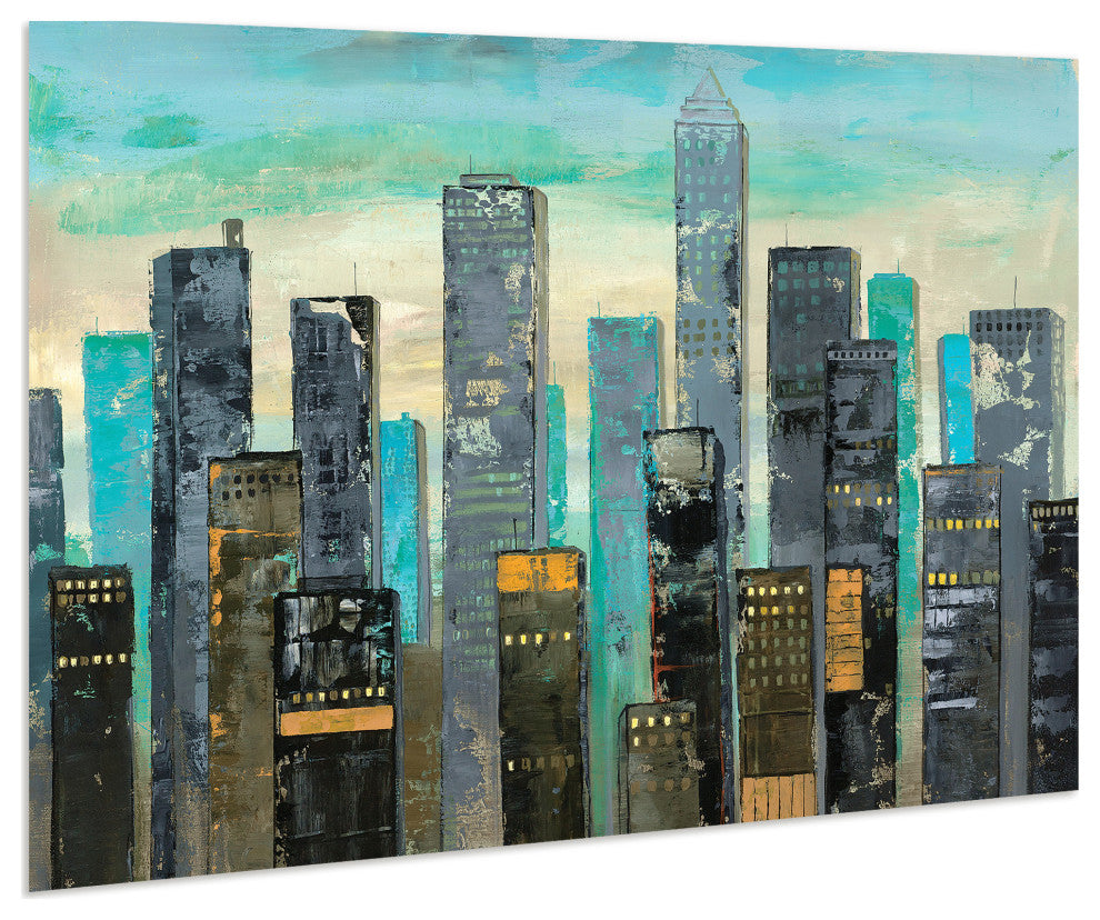"Urban Lights" Glass Wall Art Frameless Free Floating Tempered Glass Print