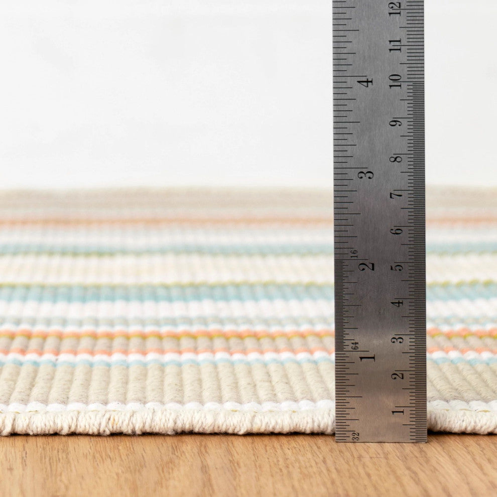 Dash & Albert Daphne Stripe Sky Handwoven Cotton Rug, Multi, Runner-2'6" x 8'