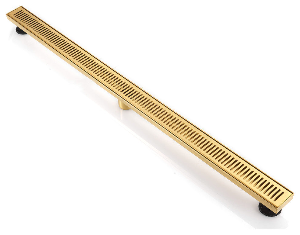 Stainless Steel Rectangular Linear Shower Floor Drain, Gold, 48"