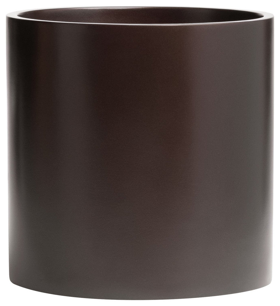 Root And Stock Brea Round Cylinder Planter, Brown, D:12" X H:12"