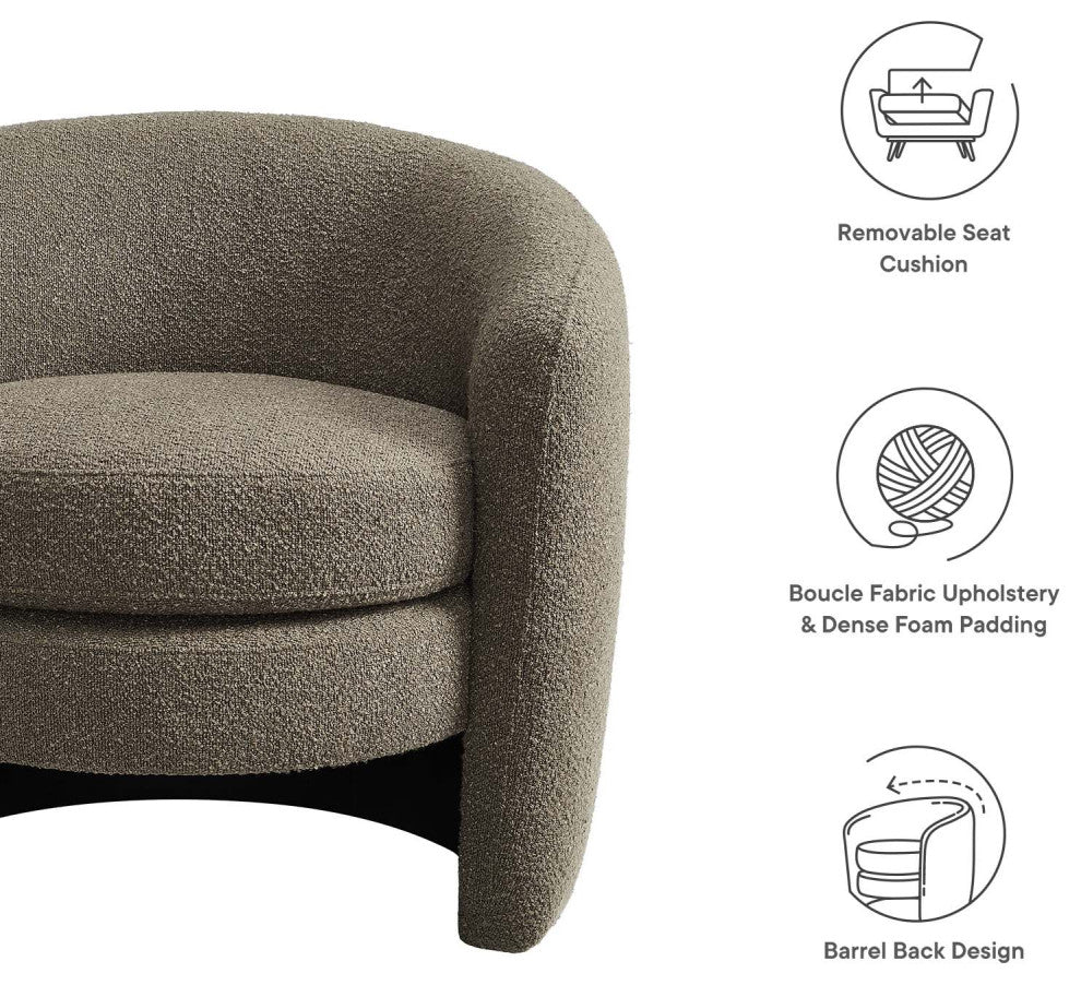 Affinity Upholstered Boucle Fabric Curved Back Armchair