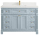 Paris 48" Single Sink Bathroom Vanity, Blue Heather 2" White Quartz