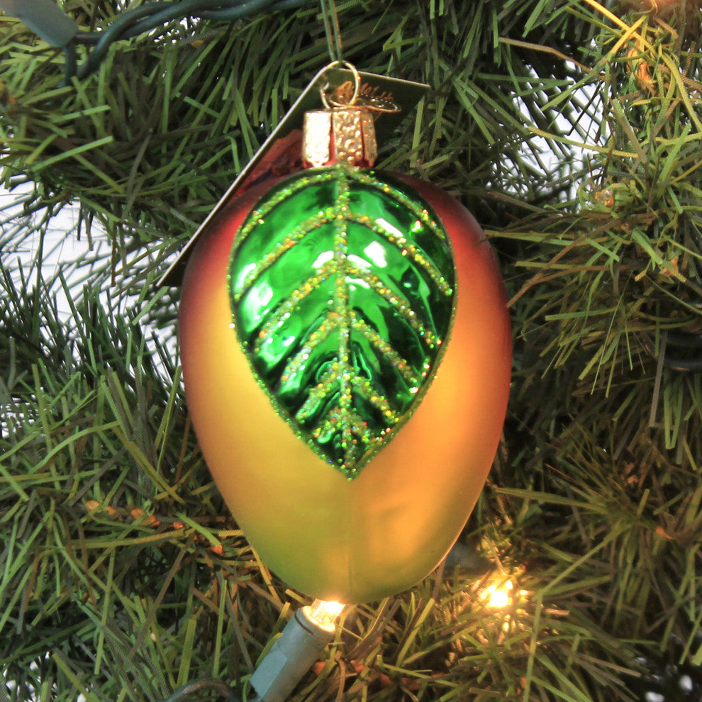 Mango - One Ornament 3.5 Inch, Glass - Delicious Fruit 28131.