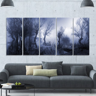 Creepy Landscape in Sepia Tones, Landscape Canvas Art Print, 60"x28", 5 Panels