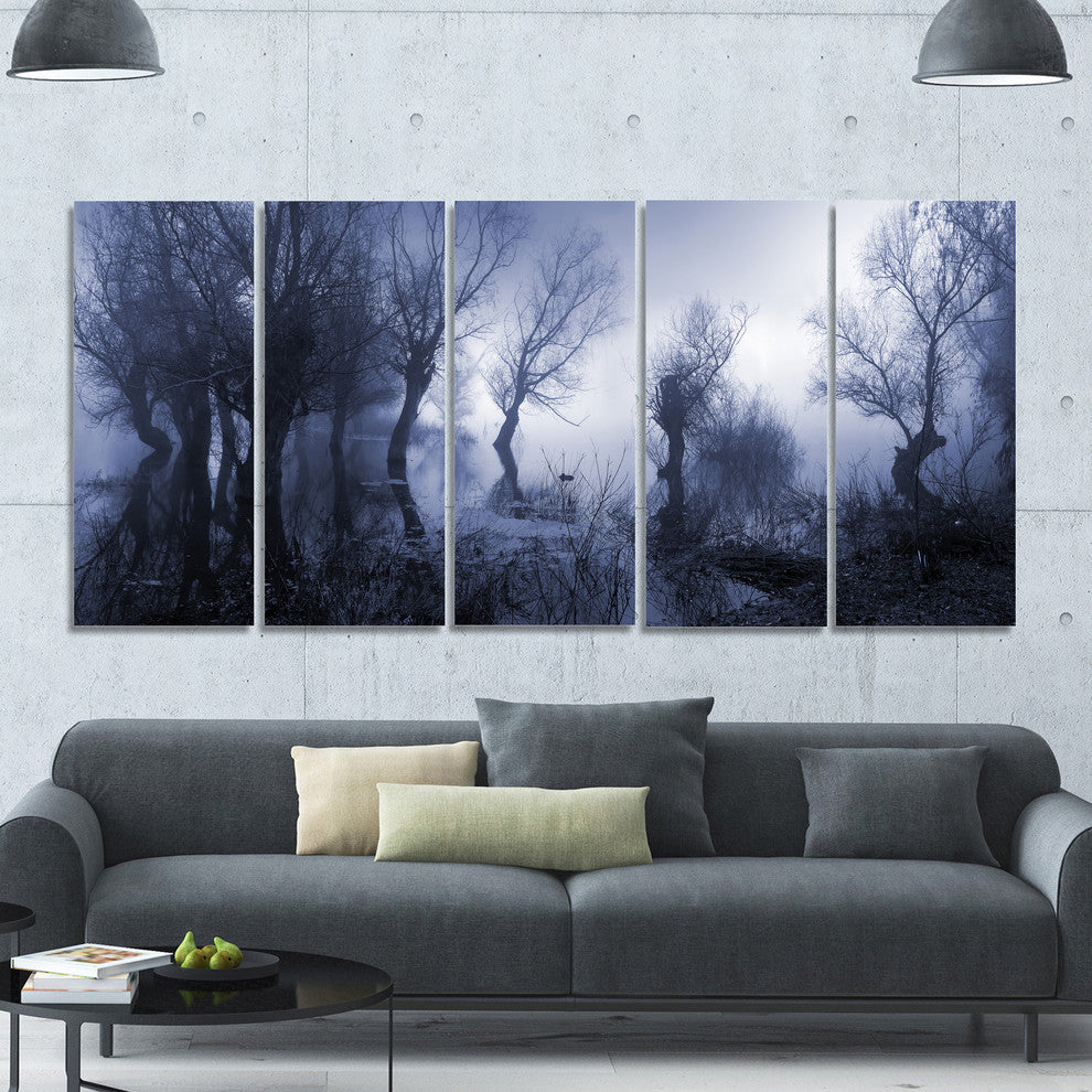 Creepy Landscape in Sepia Tones, Landscape Canvas Art Print, 60"x28", 5 Panels