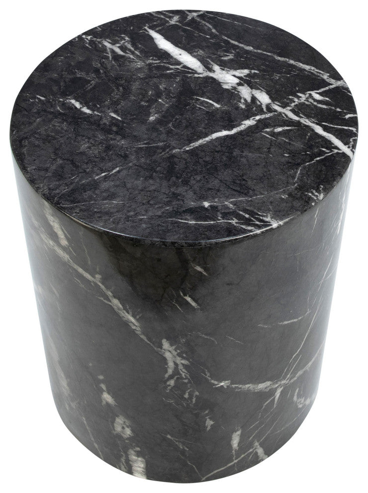 Sully Round Pedestal Side Table, Black and White