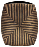 Metal, 10"H Ribbed Vase, Brass Antique