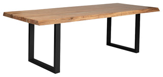 Brooks Dining Table, U Base, 40"x116", Teak Top, Black Base