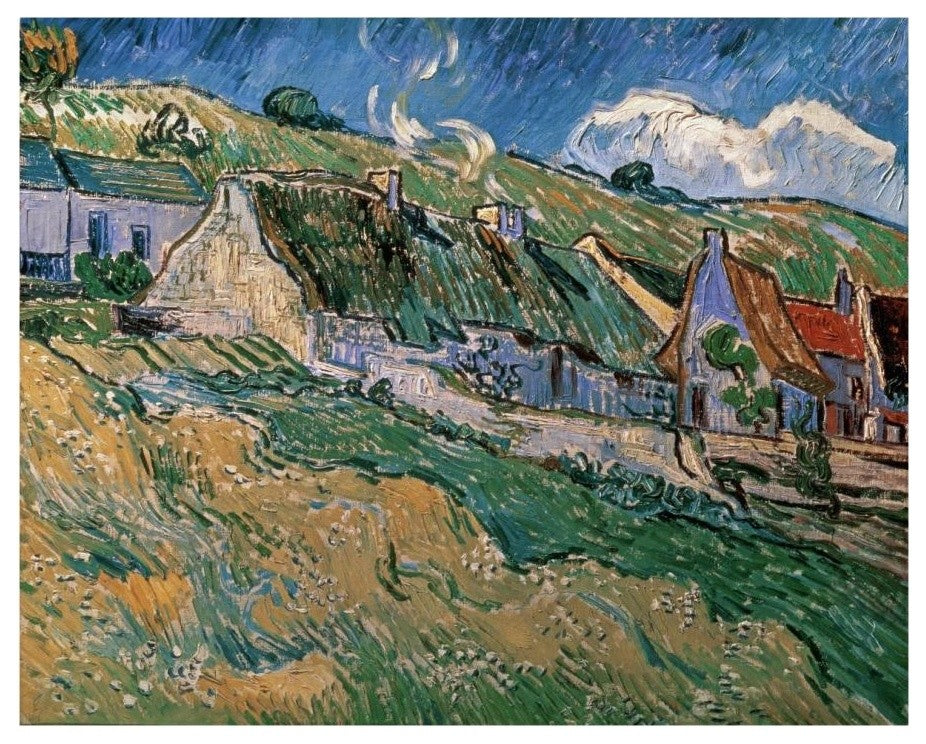 "Thatched Cottages" Digital Paper Print by Vincent Van Gogh, 18"x15"