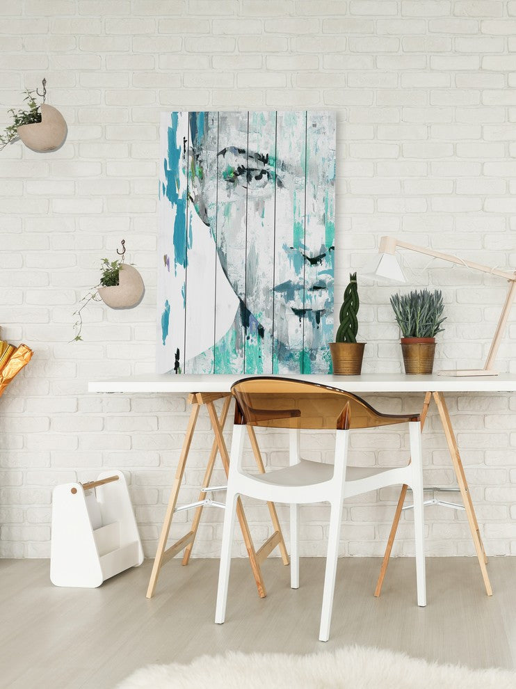 "Half Face Portrait" Painting Print on White Wood, 40"x60"