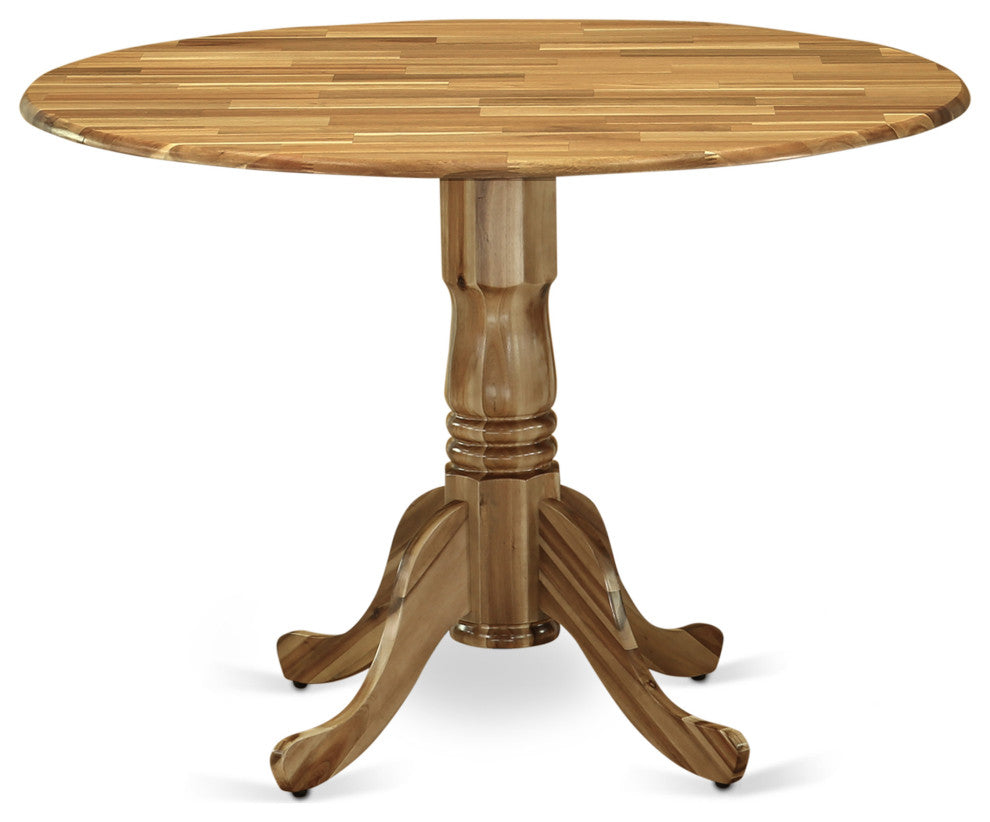 5Pc Dining Set, Round Table, 4 Chairs, Grey Chairs Seat, Natural
