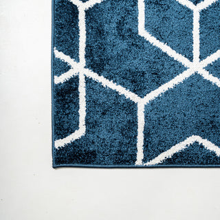 Tumbling Blocks Modern Geometric Navy/White 3'x5' Area Rug