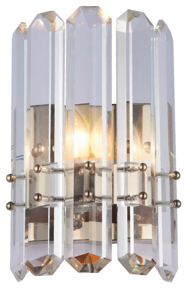 Chrome Frame Wall Sconce, Clear Crystal Plaques