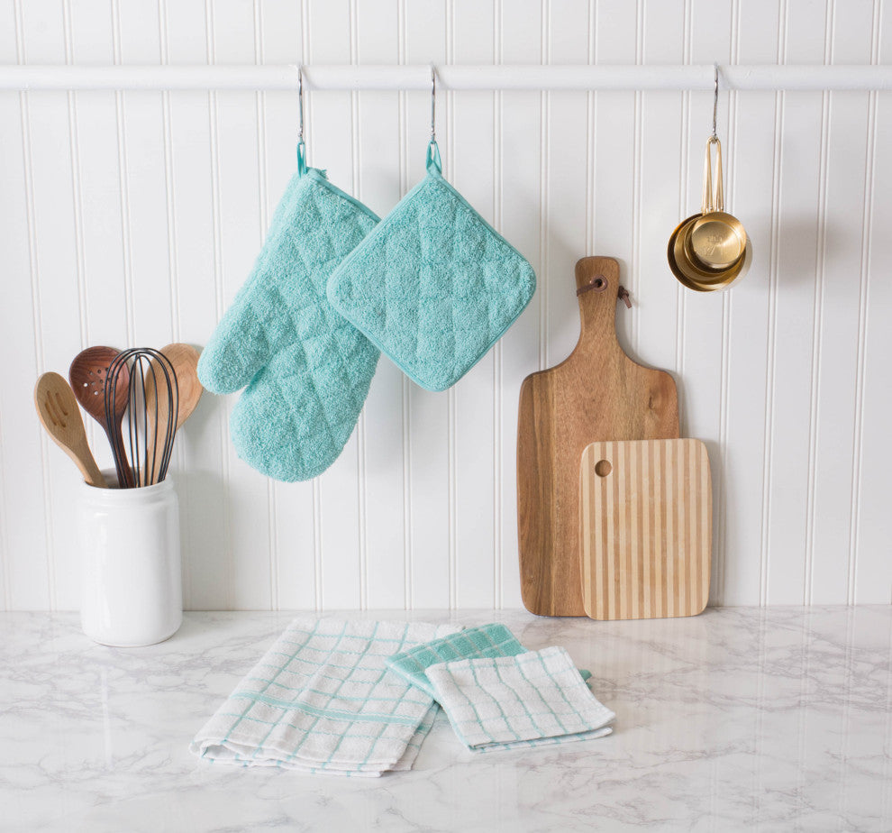 DII Aqua Terry Potholder, Set of 3