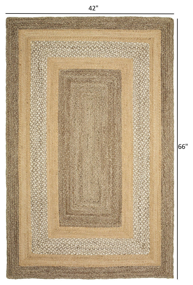 4" x 6" Tan and Beige Bordered Area Rug