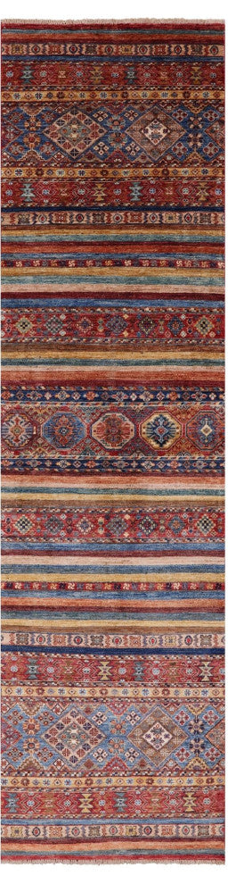 2' 8" X 10' 3" Runner Khorjin Super Kazak Handmade Rug Q10998
