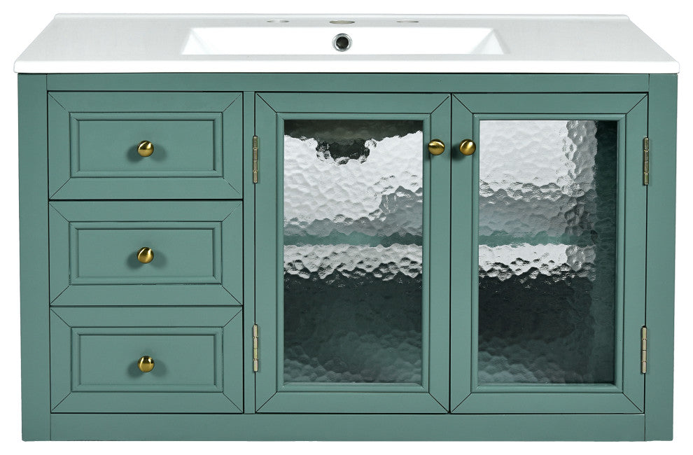 TATEUS 36'' Wall Mounted Bathroom Vanity with Ceramic Sink