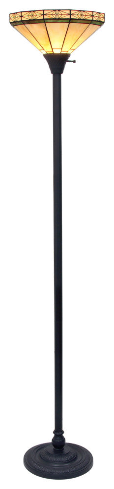 Belle Tiffany-Style Mission Blackish Bronze 1 Light Torchiere Lamp 14" Shade