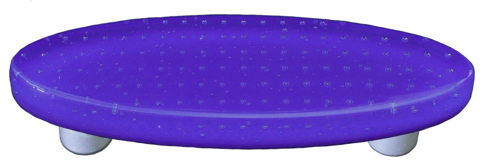 Art Glass Bubbles Pull Oval, Black Post, Bubbles Deep Cobalt Blue