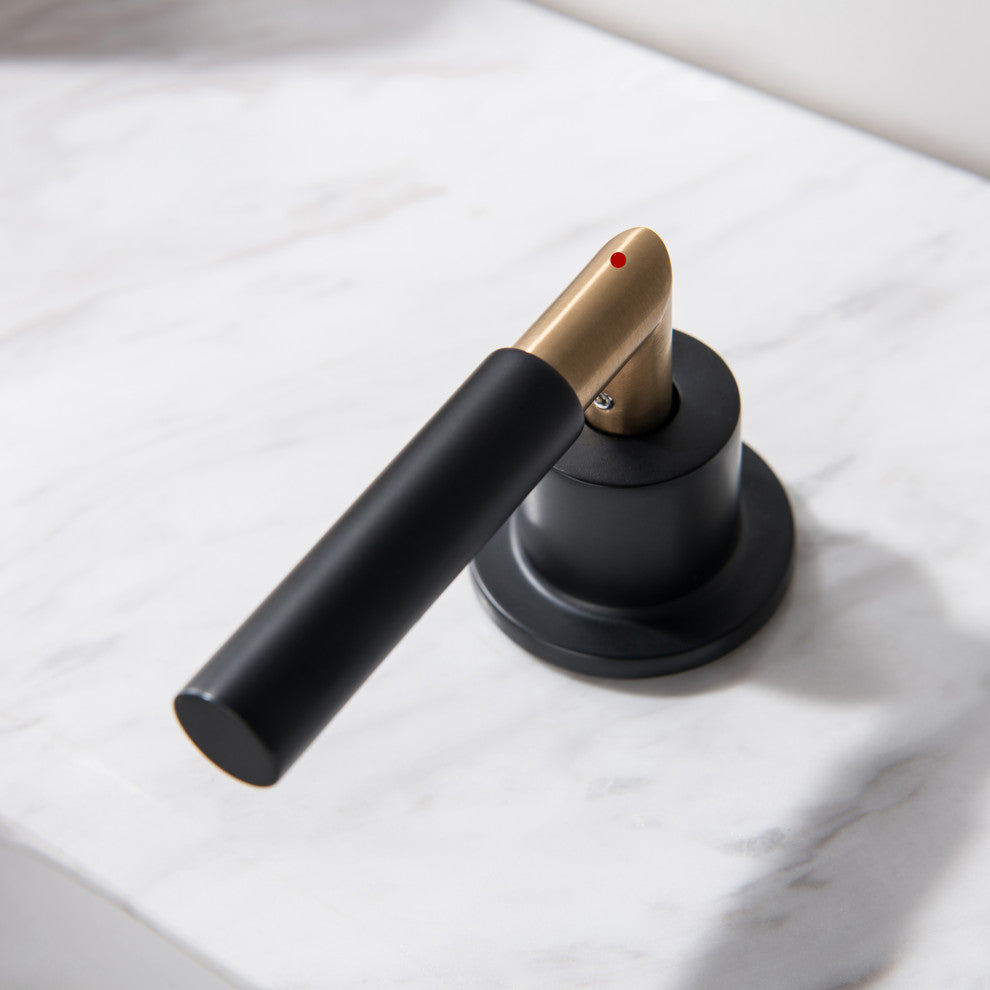 RBROHANT Brass Widespread Bathroom Matte Black Faucet with Waterfall