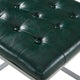 Teresa PU Leather Button Tufted Metal Frame Cube Ottoman, Green