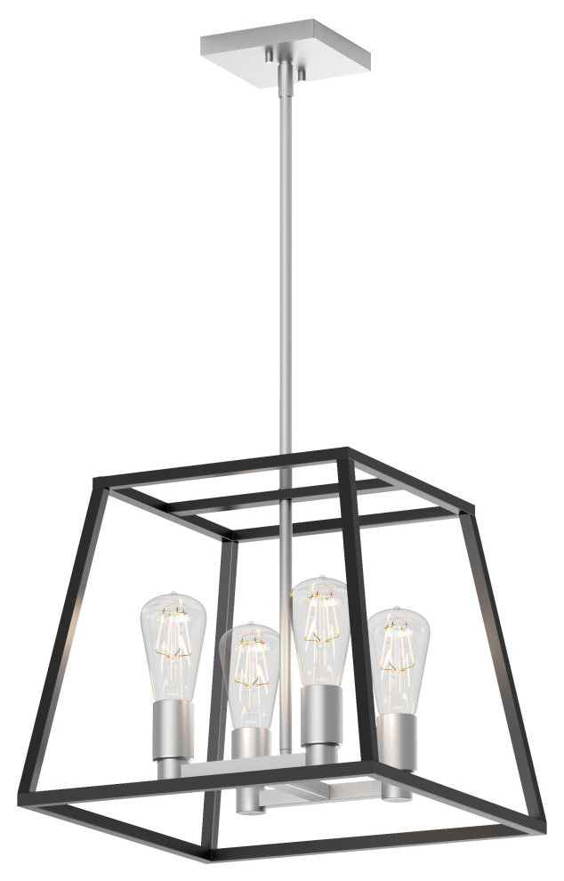 Artika Carter Square Chandelier, Silver & Black