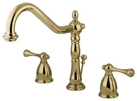 Kingston Brass Widespread Bathroom Faucet With Retail Pop-Up, Polished Brass