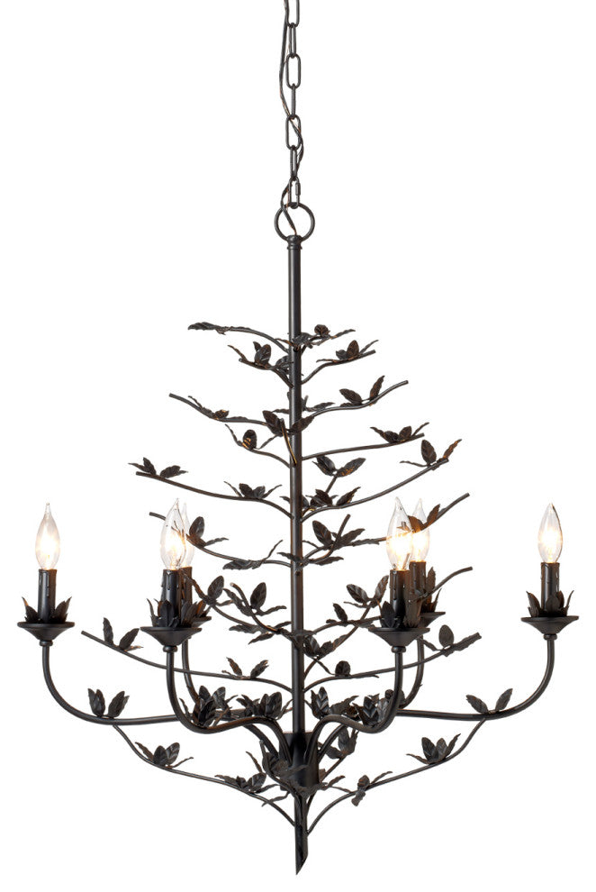 Blooming Iron 6-Light Chandelier, Black