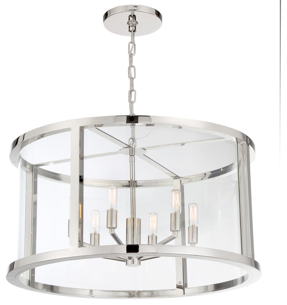 Libby Langdon for Crystorama Devon 6 Light Polished Nickel Lantern