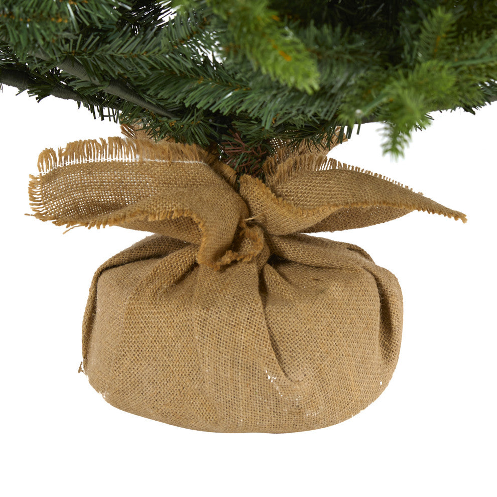 6' Fraser Fir Natural Look Faux Xmas Tree W/Lights Base & Bendable Branches